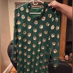 Georgette Green Kurta w/ Gooden Embroidery (US SIZE - M) (INDIAN SIZE - XXL)